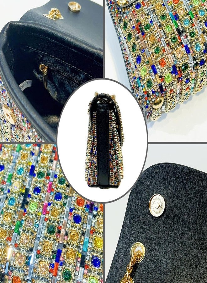 zebrum Evening Clutch Bag for Women, Chain Shoulder Bags Rhinestones Handbags for Cocktail Prom Parties, Weddings(Sparkly-Rhinestones-Multicolor) - Image 2