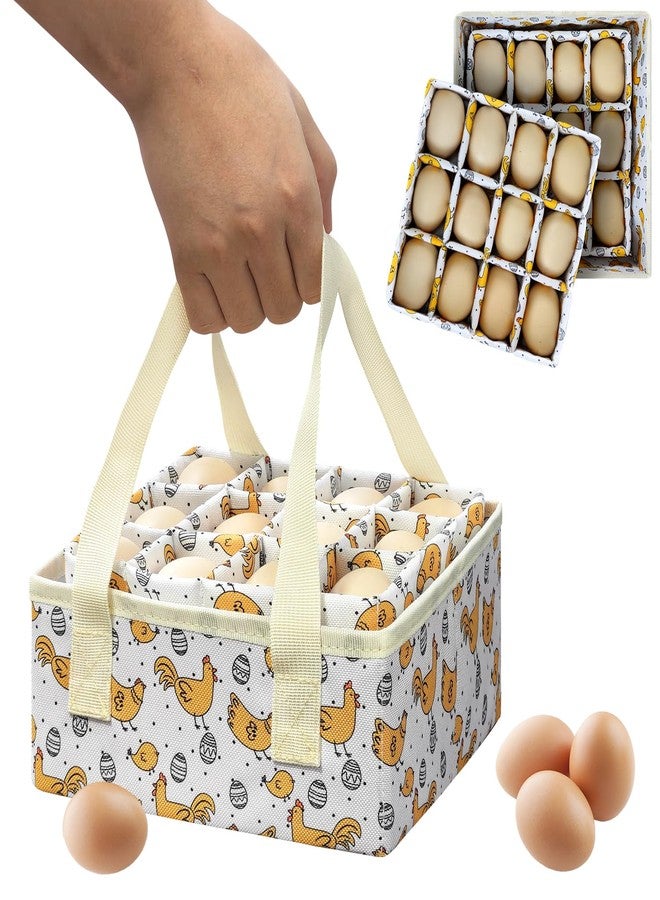 Grekos Eggs Collecting Basket, Durable Canvas Egg Basket for Gathering with 24, Double-Layer Storage Basket, Lined with PP Cotton, Collector & Container for Duck, Chicken, Goose Egg (yellow) - Image 1