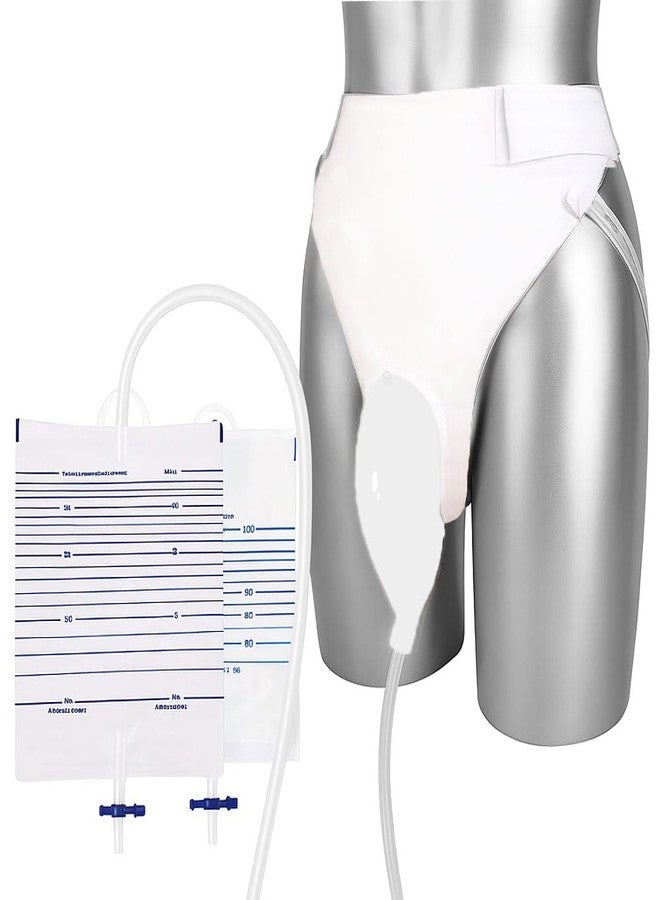 YUMOOOO External Catheter for Men, Wearable Condom Catheters with 2 Urine Collector Bags 1000ml&2000ml, 40 inches Tube, Silicone, Large Size for Men Elderly Overnight Home Use (White) - Image 1