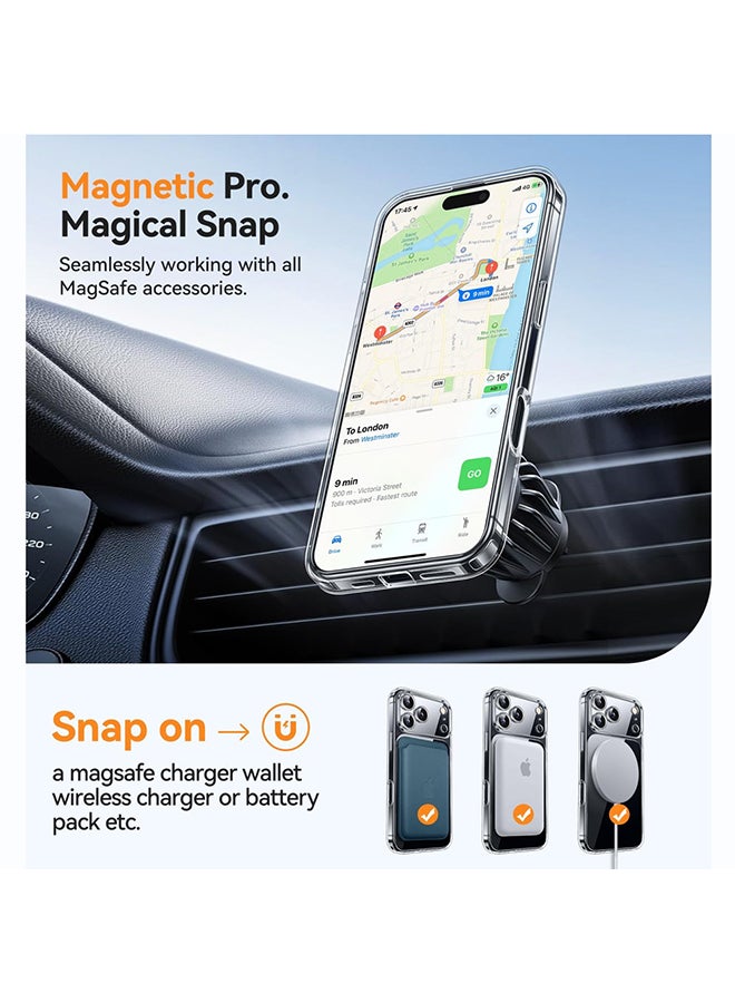 O Ozone Magnetic Case For iPhone 17 Pro Max [Compatible with MagSafe ] Shockproof Military-Grade Protection, Classic Hybrid Phone Case- Clear - Image 3