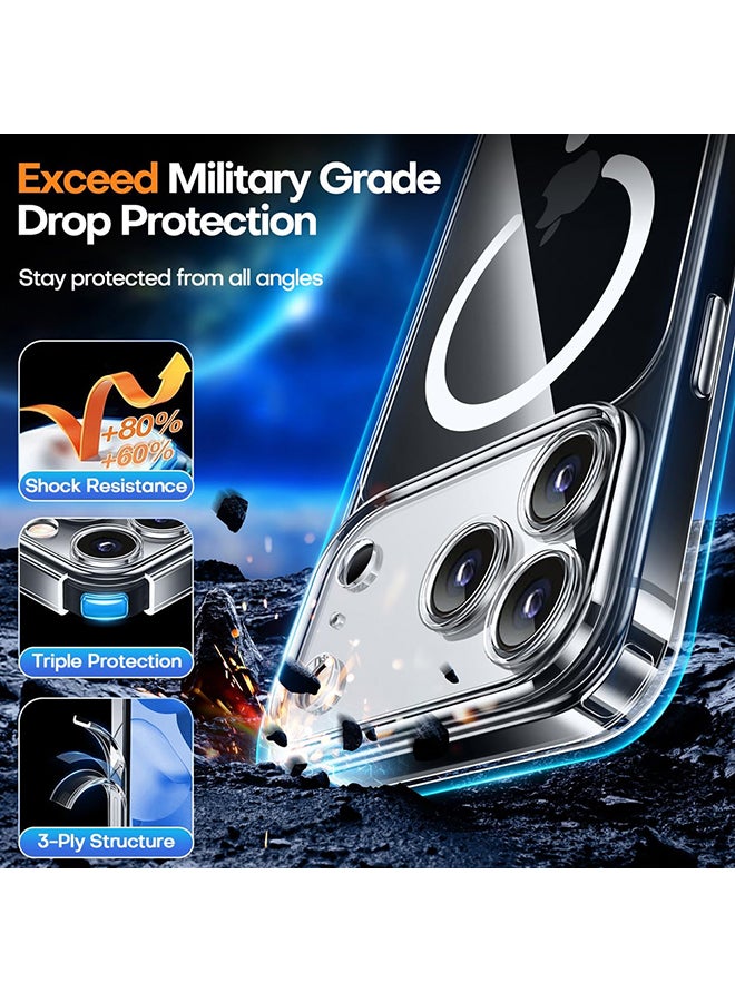 O Ozone Magnetic Case For iPhone 17 Pro Max [Compatible with MagSafe ] Shockproof Military-Grade Protection, Classic Hybrid Phone Case- Clear - Image 4