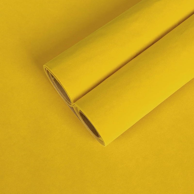 CHIHUT Yellow Soft Felt Velvet Fabric Roll 12”x100” Self Adhesive Velvet Flocking Liner for Jewelry Drawer Thick Felt Drawer Liner for Bedroom Dresser Velvet Wallpaper Peel and Stick for Art Crafts - Image 1