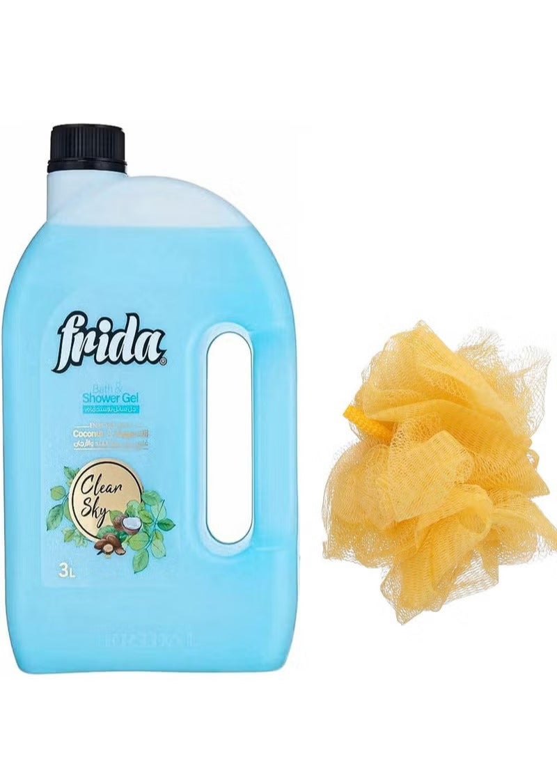 فريدا جل الاستحمام كلير سكاي - 3 لتر + لوفه متعدده الالوان