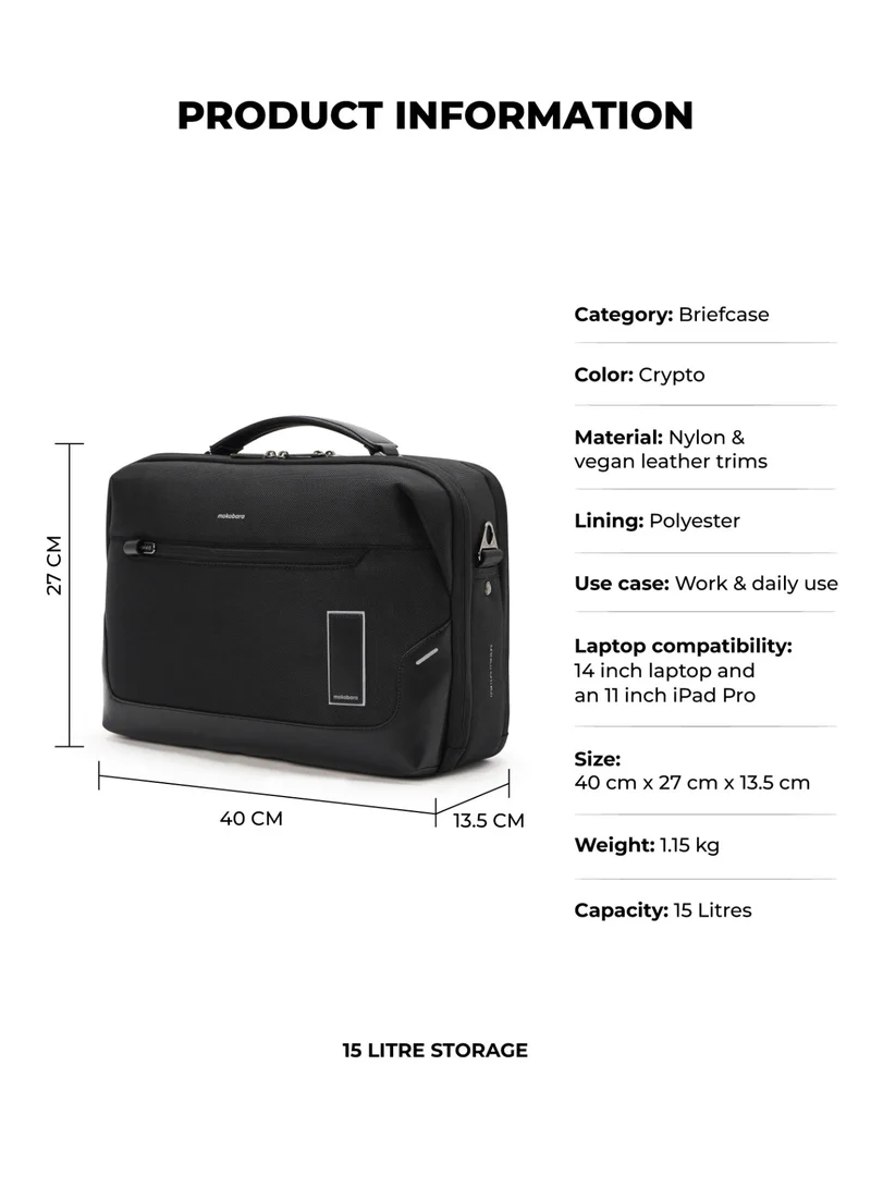 موكوبارا للتجارة ذ.م.م The Bento Briefcase - Nylon And Vegan Leather | Money Moves, Black