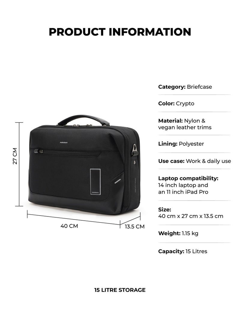 Mokobara The Bento Briefcase - Nylon And Vegan Leather | Money Moves, Black  - Image 3