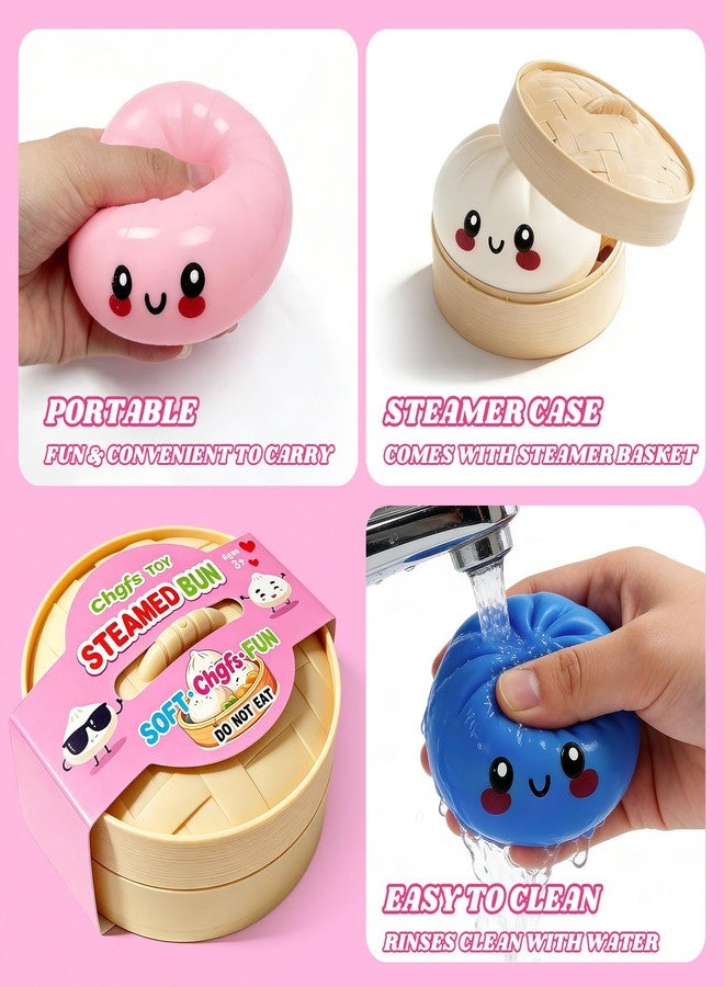 Chgfs Dumpling Squishies,3.4inch Colorful Dumpling Stress Balls, Fidget Sensory Toy, Squeeze Dough Ball Stress Relief Hand Toys with Food Steamer, Dumpling Squishy Mystery Box, 6 Colors Random(1pack) - Image 5