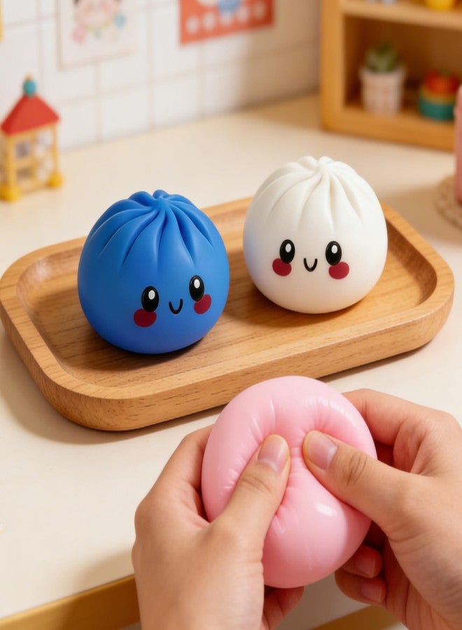 Chgfs Dumpling Squishies,3.4inch Colorful Dumpling Stress Balls, Fidget Sensory Toy, Squeeze Dough Ball Stress Relief Hand Toys with Food Steamer, Dumpling Squishy Mystery Box, 6 Colors Random(1pack) - Image 3