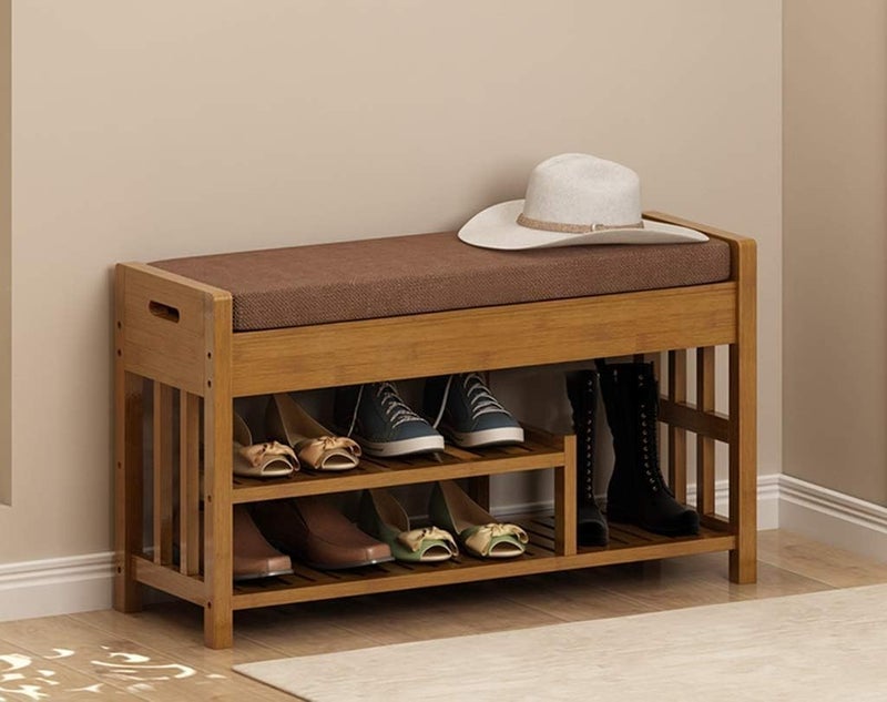 Harmony Home Bamboo Shoe Rack 2-Tier Storage Shelf – Multi-Functional Shoe Organizer Tower for Living Room, Entryway & Hallway - Image 1