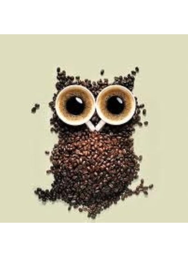 ALCOACH Coffee Beans Owl Wall Art – Creative Coffee Design - Image 1