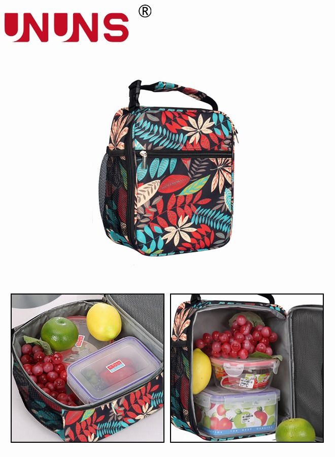 UNUNS Portable Insulated Lunch Bag,Waterproof Oxford Lunch Bag With Bottle Position,Print Pattern Design,For Office Work School Kids Adults - Image 1