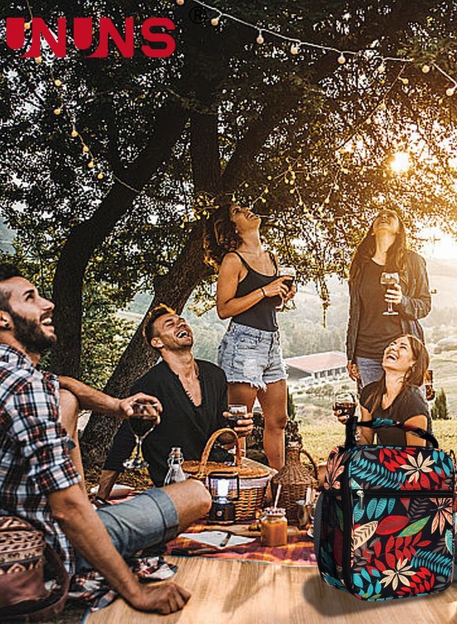 UNUNS Portable Insulated Lunch Bag,Waterproof Oxford Lunch Bag With Bottle Position,Print Pattern Design,For Office Work School Kids Adults - Image 5