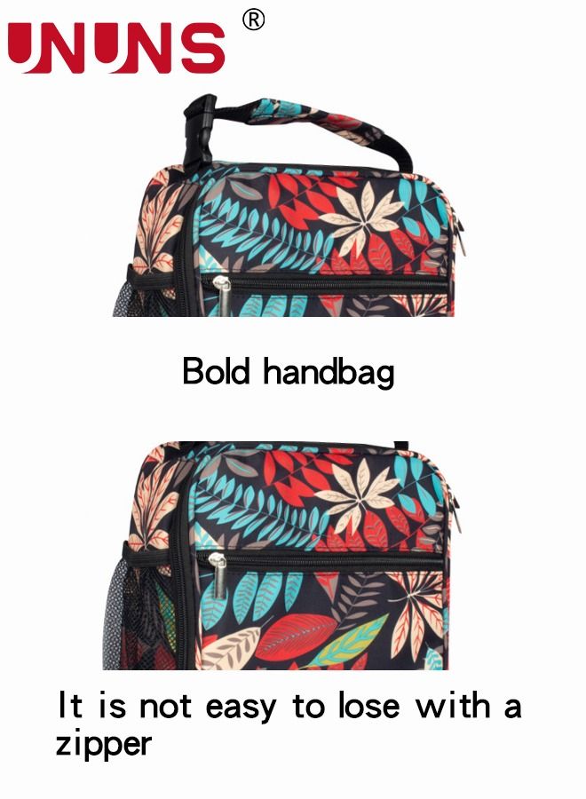 UNUNS Portable Insulated Lunch Bag,Waterproof Oxford Lunch Bag With Bottle Position,Print Pattern Design,For Office Work School Kids Adults - Image 4