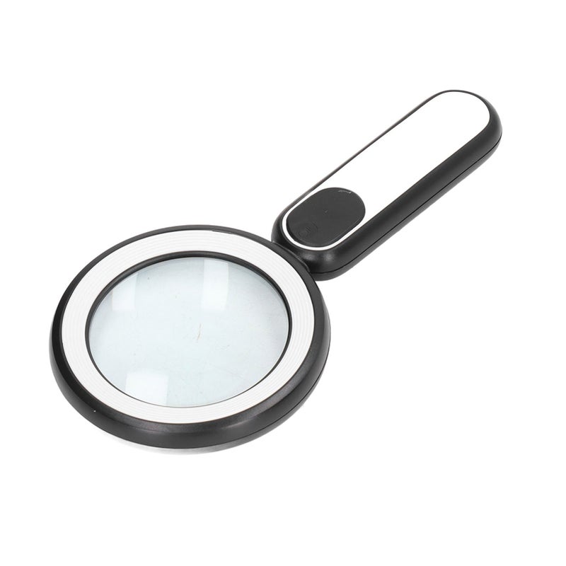 Handheld Magnifying Glass 20X Optical Magnifier with 21 LED Lights USB Charging Touch Switch Black White - Image 1