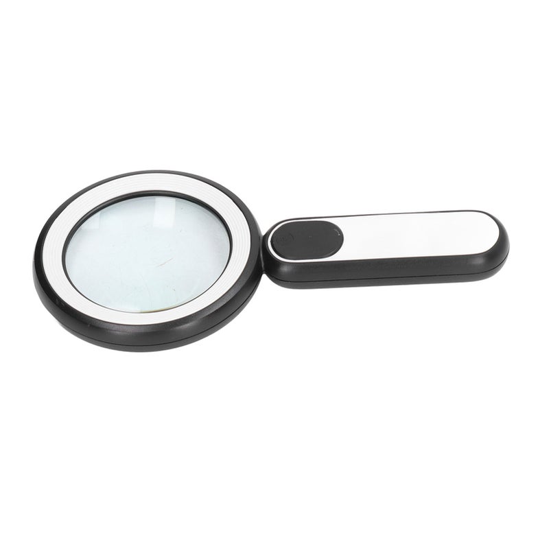Handheld Magnifying Glass 20X Optical Magnifier with 21 LED Lights USB Charging Touch Switch Black White - Image 2
