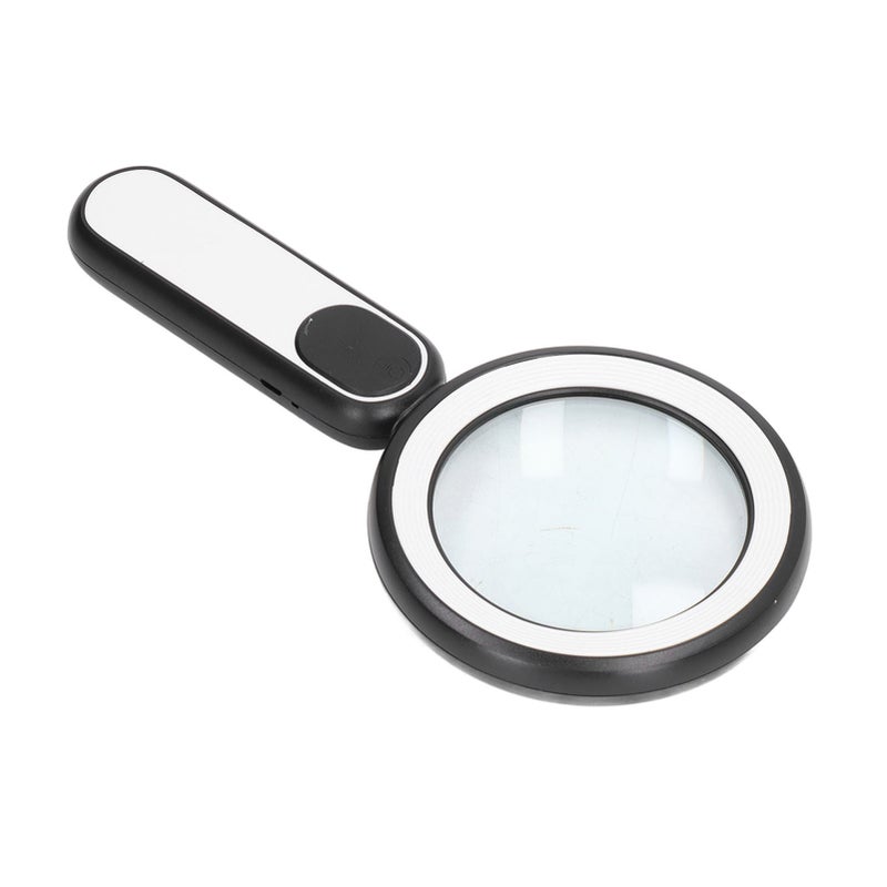 Handheld Magnifying Glass 20X Optical Magnifier with 21 LED Lights USB Charging Touch Switch Black White - Image 5
