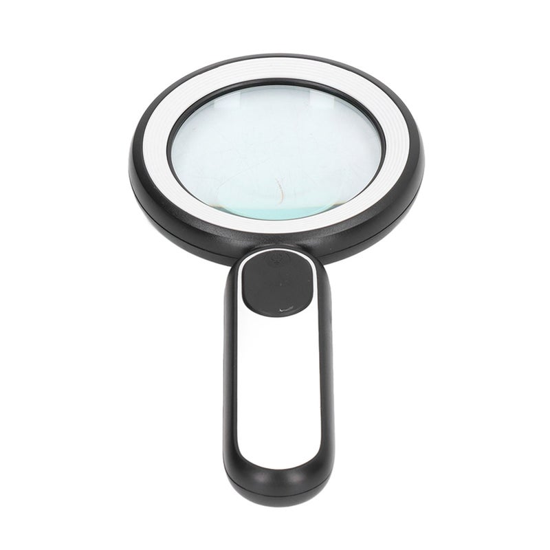 Handheld Magnifying Glass 20X Optical Magnifier with 21 LED Lights USB Charging Touch Switch Black White - Image 3