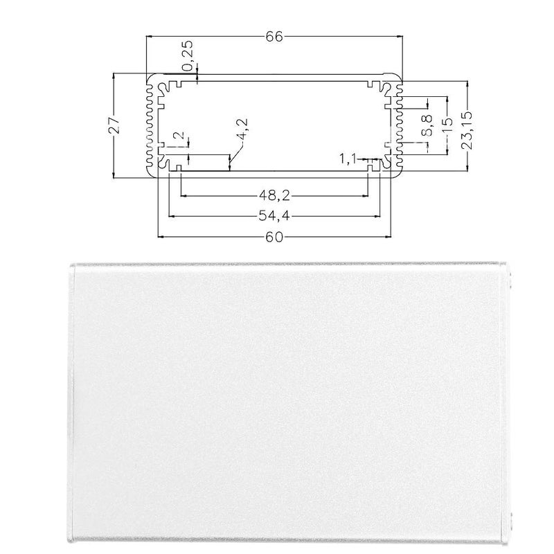Aluminum Cooling Case Enclosure for Electronic Board, 27x66x100mm, Sand Silver - Quick Heat Dissipation, Durable Anodized Surface, Ideal for Project Electrical and Outdoor Use - Image 4