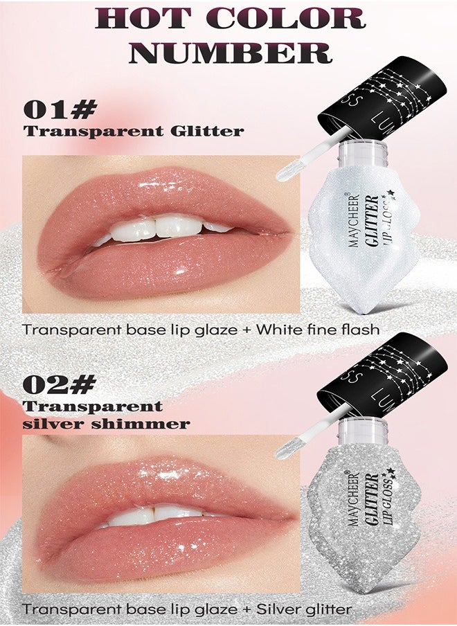 MAYCHEER - 6 Colors Ultra Glossy Liquid Glitter Lip Gloss Set, Long Lasting High Shine Shimmer Diamond Matte Lip Oil Set, Long-Lasting Hydrating Lip Plumping Gloss - Image 1