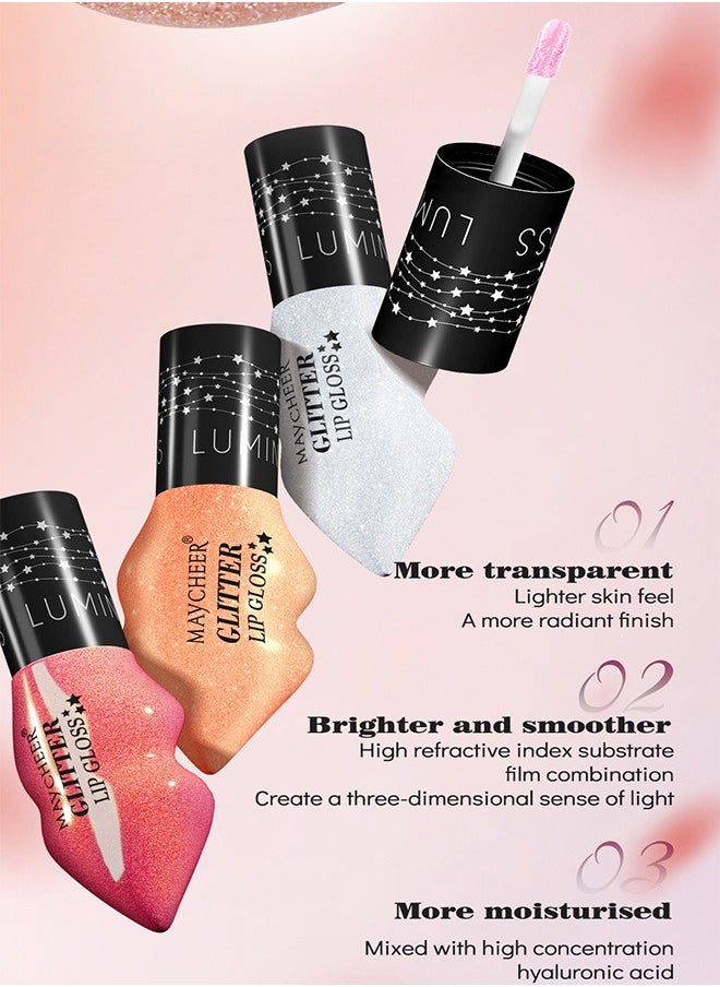 MAYCHEER - 6 Colors Ultra Glossy Liquid Glitter Lip Gloss Set, Long Lasting High Shine Shimmer Diamond Matte Lip Oil Set, Long-Lasting Hydrating Lip Plumping Gloss - Image 1