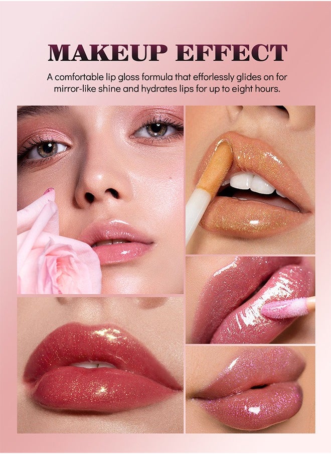 MAYCHEER - 6 Colors Ultra Glossy Liquid Glitter Lip Gloss Set, Long Lasting High Shine Shimmer Diamond Matte Lip Oil Set, Long-Lasting Hydrating Lip Plumping Gloss - Image 1