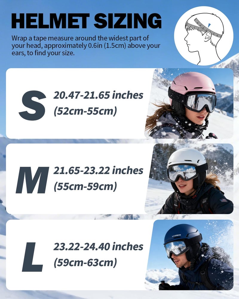 VCOROS Adult Ski Helmet with Goggles Set, Lightweight DXH-811 Snow Sport Helmet for Men and Women, Durable PC Shell, Shockproof Snowboard Helmet for Skiing Snowboarding Snowmobile (Matte Pink, L) - Image 5
