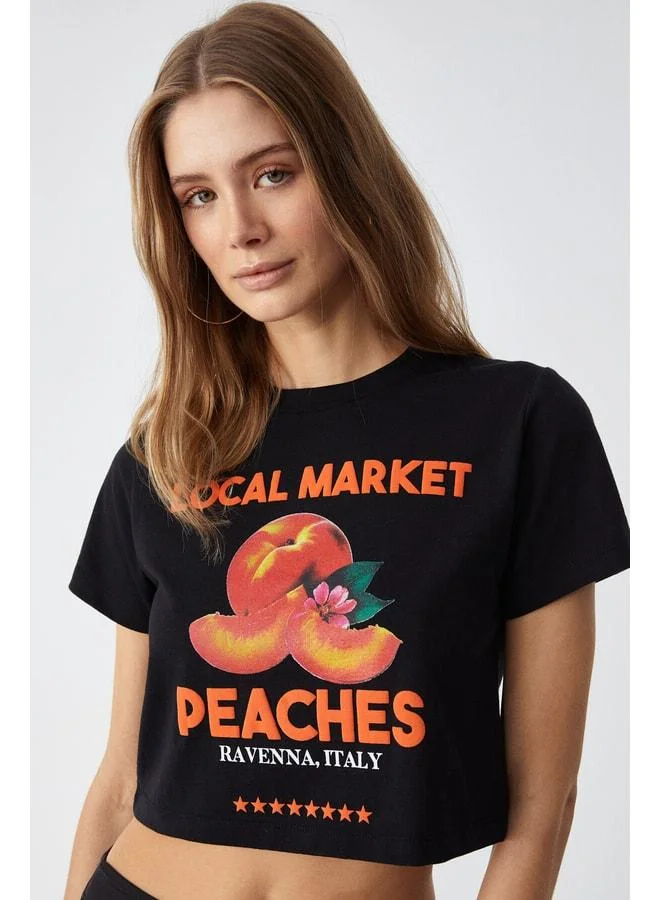 Ethiquet BELVETH Women's Crew Neck Oversize Black T-Shirt.