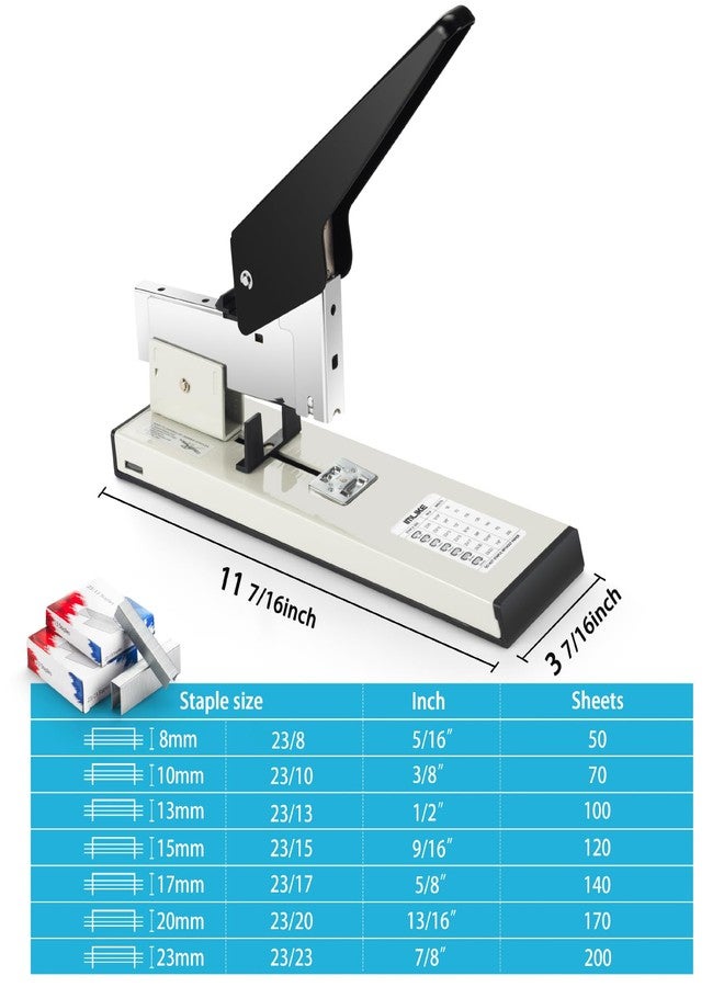 IMLIKE Heavy Duty Stapler with 2000 Staples: 200 Sheets Capacity Manual No Jam Office Stapler,Big Metal Labor-Saving Desk Stapler,Non-Slip,Include High Strength 23/13 & 23/23 Staples - Image 2