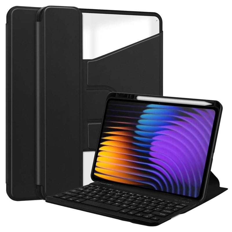 حافظة لوحة مفاتيح للوحة مفاتيح Xiaomi Pad 7/7 Pro مقاس 11.2 بوصة (2024)، مع لوحة مفاتيح لاسلكية قابلة للإزالة بتقنية البلوتوث وحافظة حماية مغناطيسية للكمبيوتر اللوحي مع فتحة قلم (أسود) - Image 1