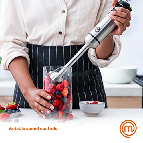 MasterChef Immersion Blender Handheld with Electric Whisk & Milk Frother Attachments, Hand Held Stainless Steel Stick Emulsifier for Making Baby Food, Soup, Puree, Cake, Cappuccino, Latte etc, 400W - Image 4