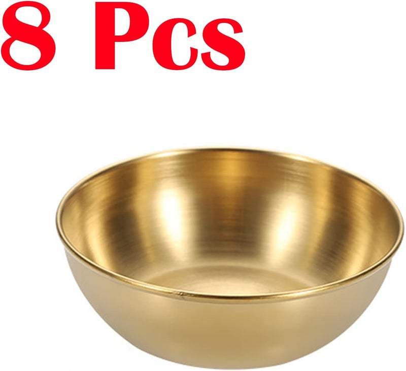 MGGi 8Pcs 33inch Stainless Steel Sauce Dishes Round Mini Individual Saucers Bowl Seasoning Dishes Sushi Dipping Bowl Appetizer Plates for SushiSide DishesDessertTomato SauceSoyBBQ  Golden - Image 2