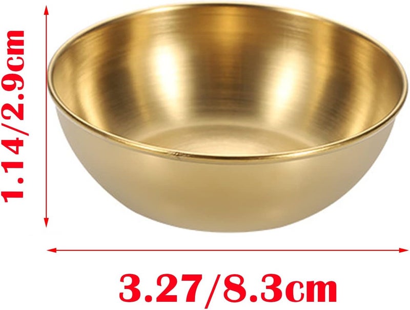 MGGi 8Pcs 33inch Stainless Steel Sauce Dishes Round Mini Individual Saucers Bowl Seasoning Dishes Sushi Dipping Bowl Appetizer Plates for SushiSide DishesDessertTomato SauceSoyBBQ  Golden - Image 4