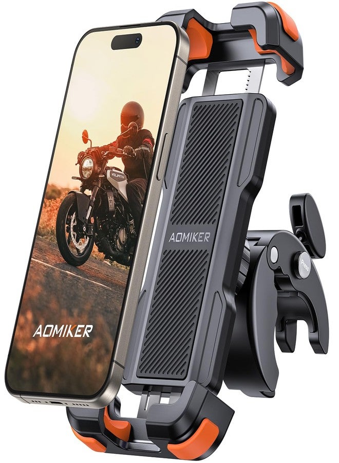 Aomiker Bike Motorcycle Phone Holder Mount - [2025 Quick Release] Bike Phone Holder Handlebar Clamp, Bicycle Scooter Phone Clip for iPhone 15 14 13 12 11 Pro Max Plus Mini, 4.7-6.8" Smartphone - Image 1