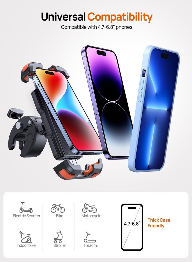 Aomiker Bike Motorcycle Phone Holder Mount - [2025 Quick Release] Bike Phone Holder Handlebar Clamp, Bicycle Scooter Phone Clip for iPhone 15 14 13 12 11 Pro Max Plus Mini, 4.7-6.8" Smartphone - Image 5