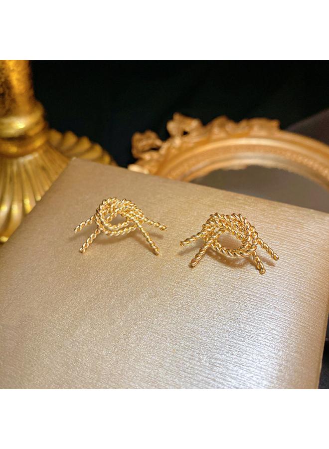 925 Silver Needle Hong Kong Style Retro Metal Earrings Women's High-grade Geometric Plain Ring Earrings All-match Exaggerated Commuter Earrings