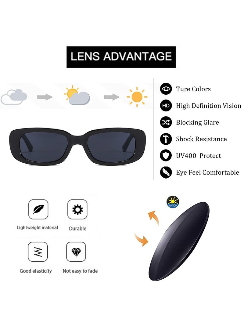 SYOSI Retro Rectangle Sunglasses Women and Men Vintage Small Square Sun Glasses Protection Glasse UV400 Protection Glasse Vintage Driving Glasses 90s Fashion Narrow Square Frame Set of 6:Color A - Image 5