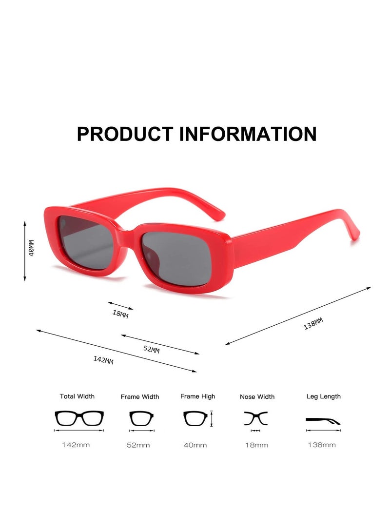 SYOSI Retro Rectangle Sunglasses Women and Men Vintage Small Square Sun Glasses Protection Glasse UV400 Protection Glasse Vintage Driving Glasses 90s Fashion Narrow Square Frame Set of 6:Color A - Image 4