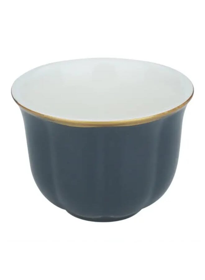Alsaif Gallery Set of 12 pieces of Arabic coffee cups dark gray with golden line  - Image 2