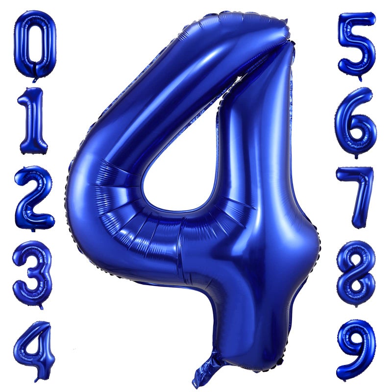 BBPOOL Navy Blue Number 4 Balloons40 Inch Dark Blue 4 Birthday Balloon Large Foil Mylar Number Digital Balloons for Birthday Party Graduation Baby Shower Anniversary Decorations - Image 2