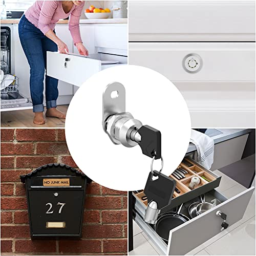 Hecfu 1 Pack Cabinet Locks with Keys, 5/8" Cam Lock Keyed Alike, RV Compartment Storage Lock for Storage Door Toolbox Locks with Keys, Zinc Alloy - Image 4
