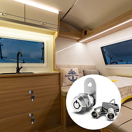 Hecfu 1 Pack Cabinet Locks with Keys, 5/8" Cam Lock Keyed Alike, RV Compartment Storage Lock for Storage Door Toolbox Locks with Keys, Zinc Alloy - Image 5