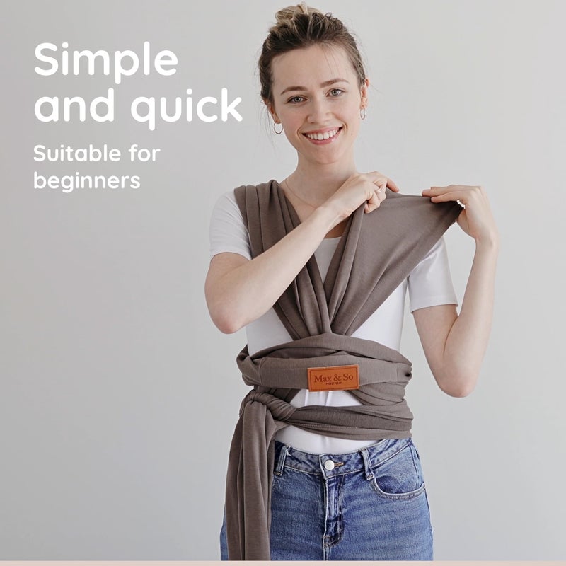 Max&So Baby Wrap Carrier - Premium Cotton Baby Carrier Wrap for Newborn to Toddler- Infant Carrier for Babies 8-35 lb - Baby Holder One Size Fits All with Front Pocket by Max&so - Image 2