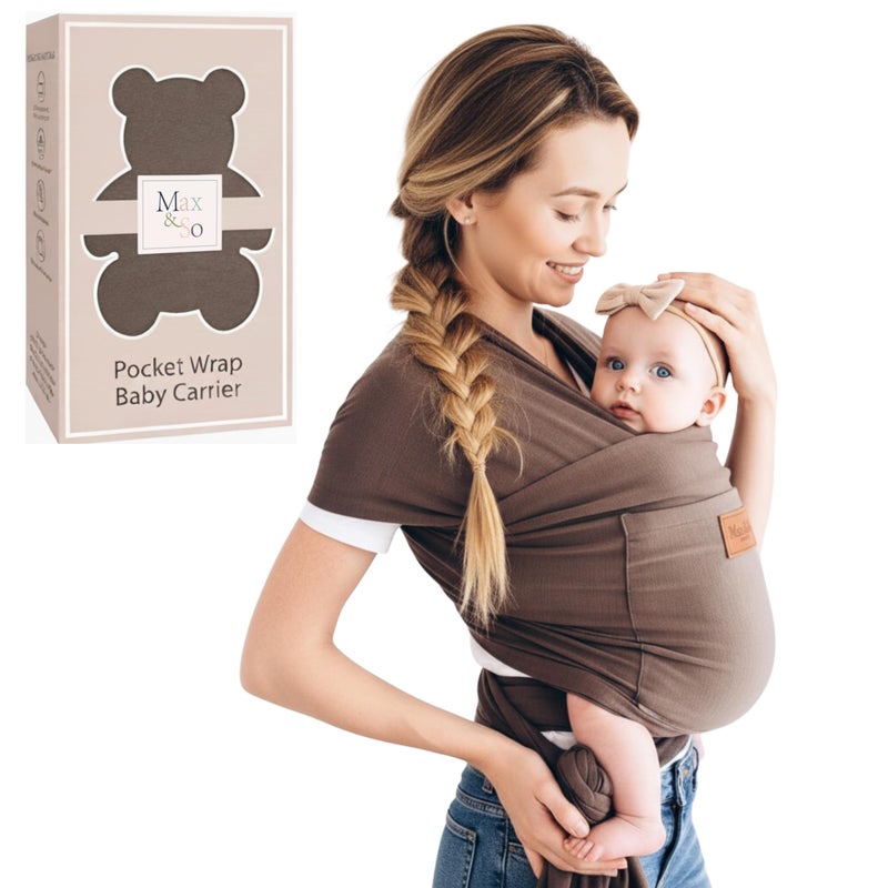 Max&So Baby Wrap Carrier - Premium Cotton Baby Carrier Wrap for Newborn to Toddler- Infant Carrier for Babies 8-35 lb - Baby Holder One Size Fits All with Front Pocket by Max&so - Image 1