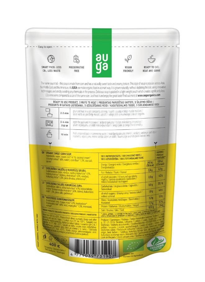 Auga Organic Sweet Corn Soup 400g  - Image 2
