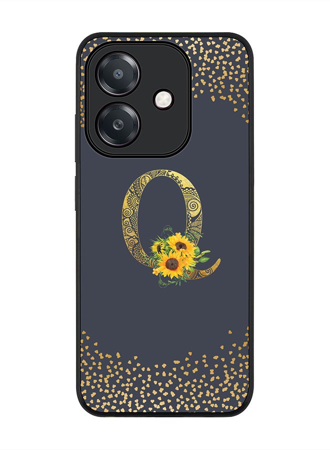 Stylizedd For Oppo A5i Case,Slim fit Camera Protection, Shockproof Thin Phone cover  - Custom Floral Monogram - Q  (Grey )