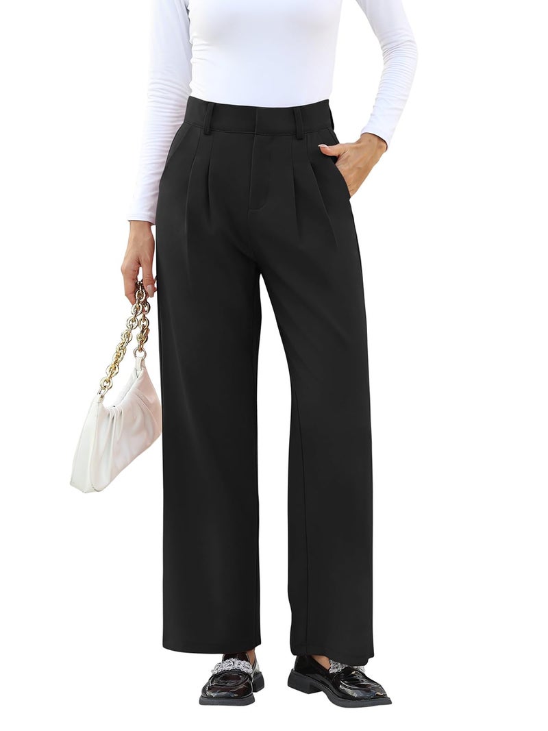 NIMIN Office Work Pants for Women High Waisted Dress Pants Straight Leg Business Casual Pants Trousers with Pockets Black X-Large - Image 4
