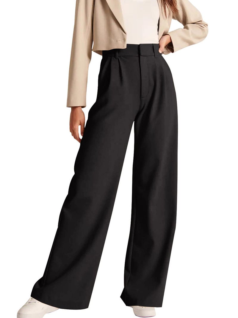 NIMIN Office Work Pants for Women High Waisted Dress Pants Straight Leg Business Casual Pants Trousers with Pockets Black X-Large - Image 1