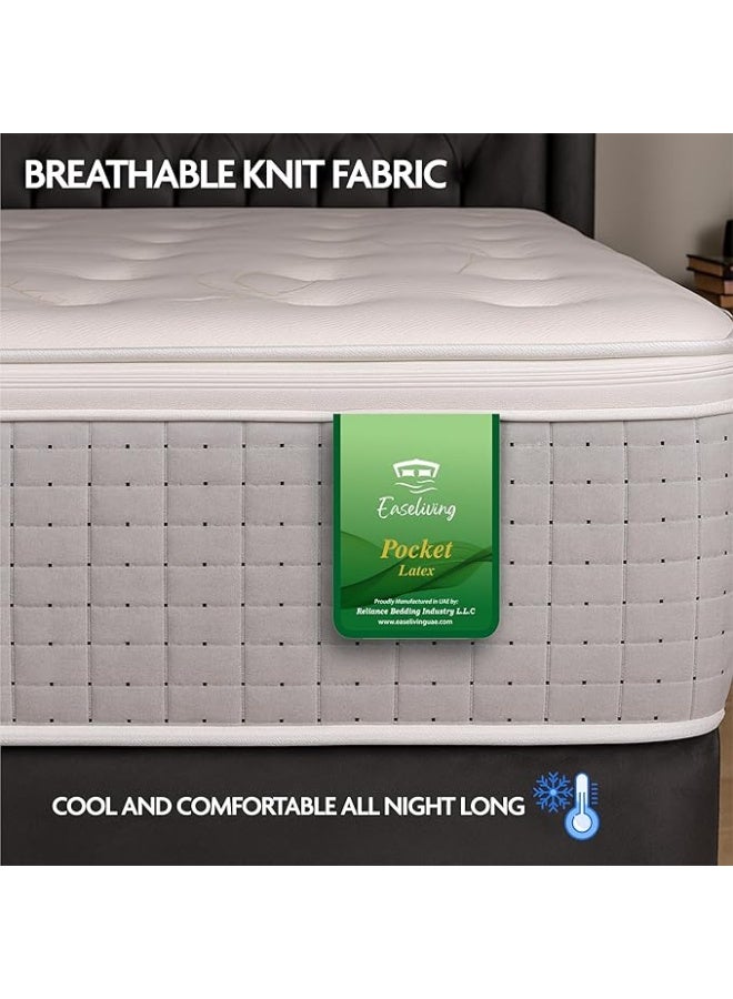EASELIVING Hybrid Natural Latex Foam Mattress - 30cm Single/Twin XL Medium Firm Mattress | Pocket Spring Mattress with Cooling Comfort, Edge Support and Pressure Relief | 10-Year Warranty (100x200 cm) - Image 3