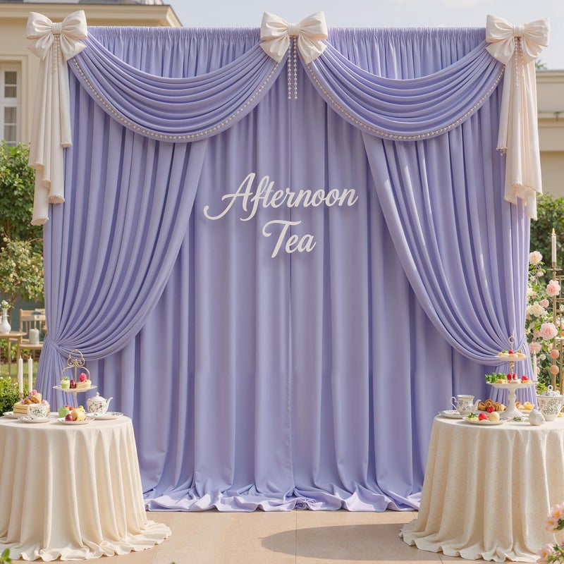 NSSONBEN 30ft x 10ft Wrinkle Free Lavender Backdrop Curtains for Parties, Light Purple Photo Backdrop Drapes 6 Panels for Wedding Girls Birthday Photography Party Background Baby Shower - Image 5