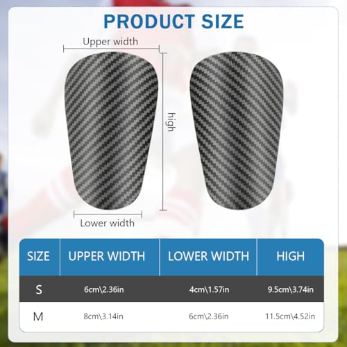 Proberos® Shin Guards, Sport Shin Guards, Imitation Carbon Fiber Ultra Light EVA Lined Shin Guards, Football Shin Guard with Elastic Training Leg Guards Sport Safety (Size S) 9.5x6cm - Image 2