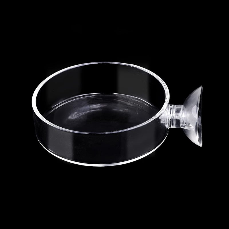 WEAVERBIRD 60mm Aquarium Shrimp Feeder Dish with Suction Glass Fish Tank Feeding Bowls Round Clear Dishes Tray